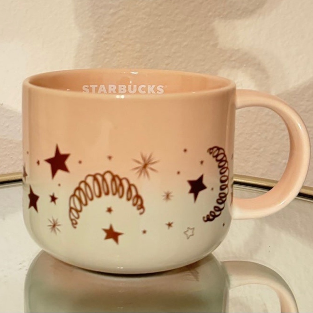 New Starbucks Holiday Rose Gold Stars & Moon Pink White Gradient Ceramic Mug - Picture 3 of 3